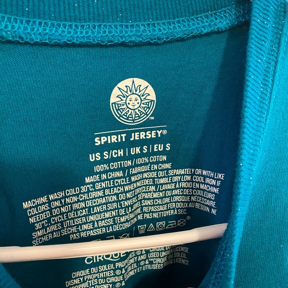 Disney Cirque du Soleil Glittery Teal Long Sleeve Spirit Jersey - Picture 3 of 5